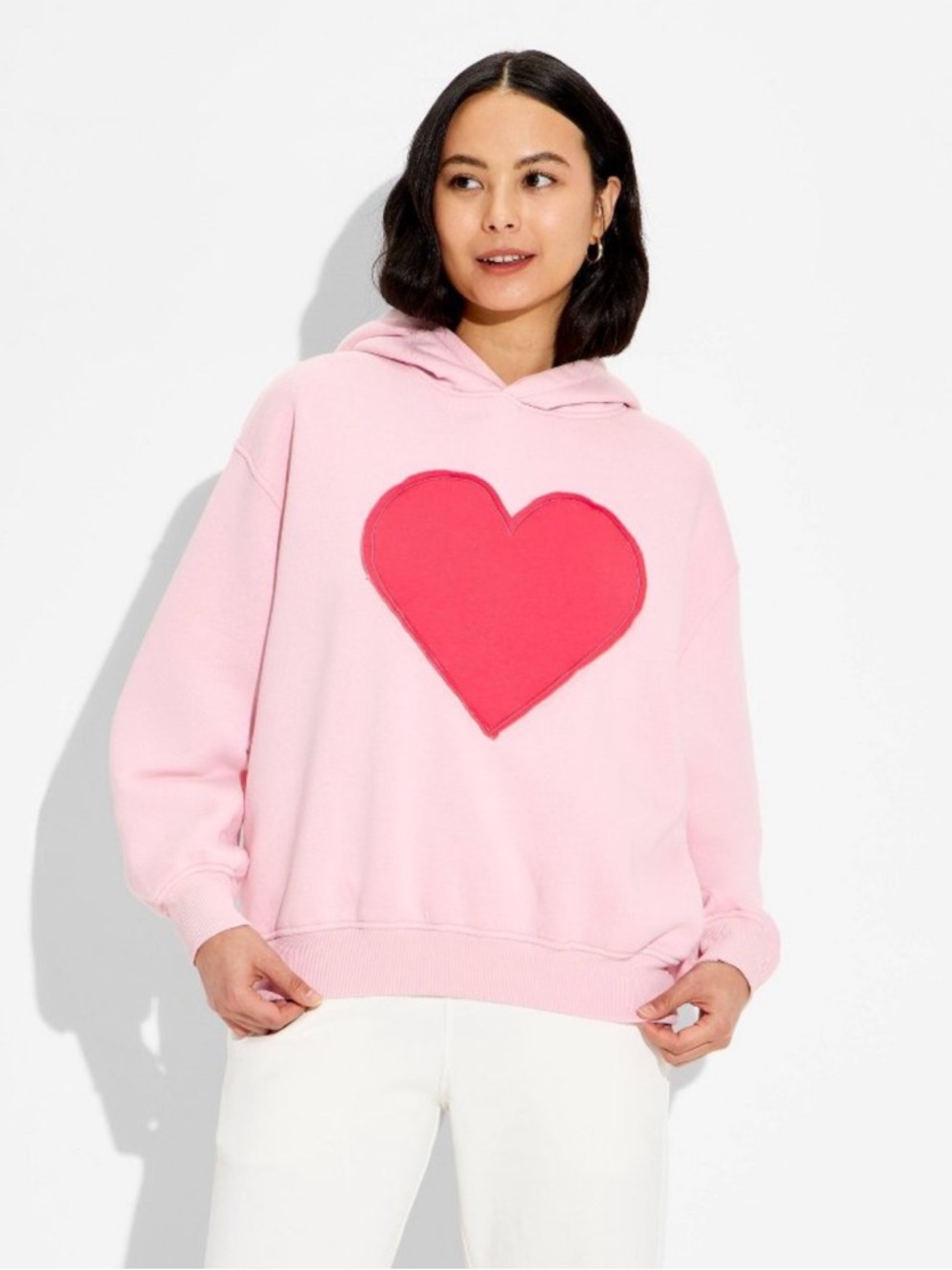 Women's Heart Oversized Graphic Hooded
Sweatshirt - Light Pink XXS or XXL